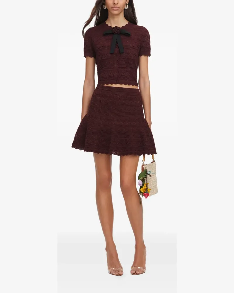 Self-Portrait scalloped-hem flared mini skirt - Braun Braun