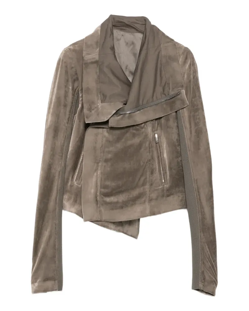 Rick Owens Samtjacke mit asymmetrischem Reißverschluss - Grau Grau