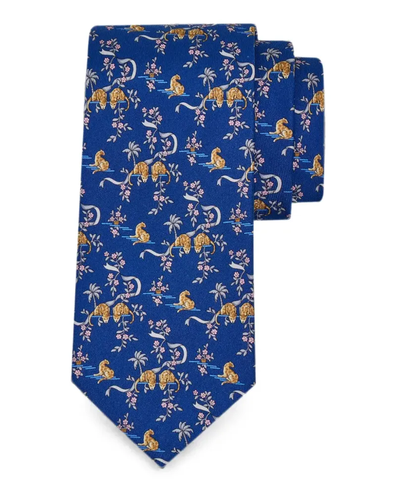 Ferragamo Amazon-print silk tie - Blau Blau
