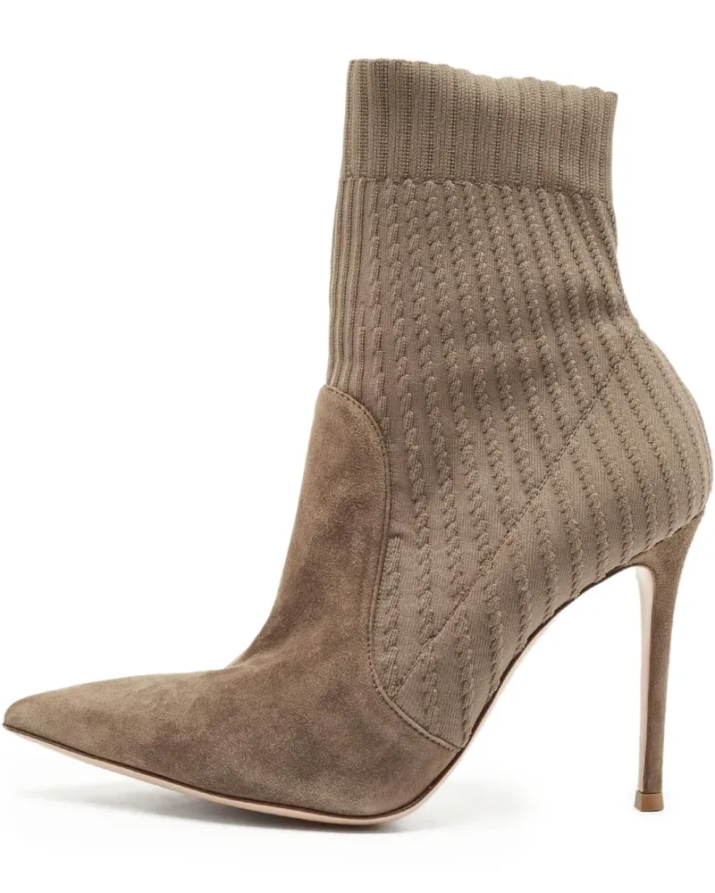 Gianvito Rossi Gestrickte Wildlederstiefel 110mm - Braun Braun