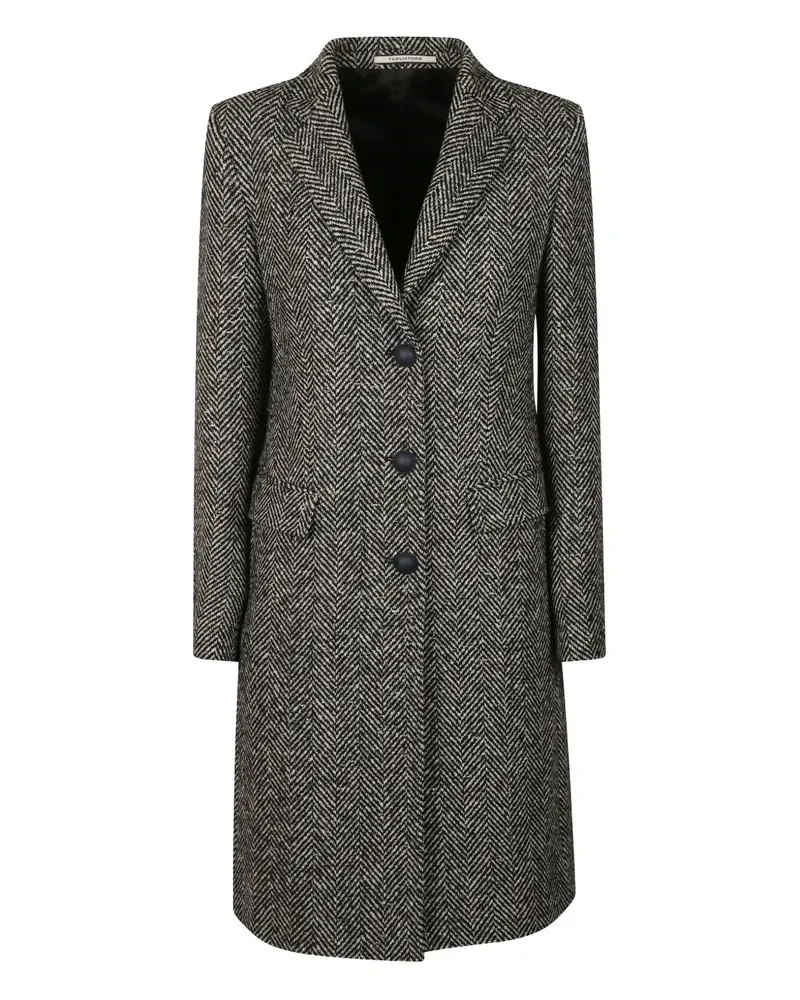 Tagliatore pattern herringbone single breasted coat - Grau Grau