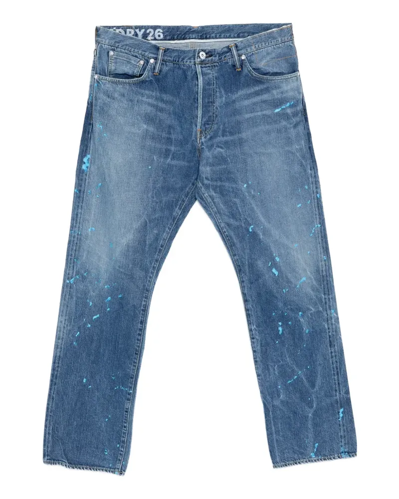 Visvim paint-splatter whiskered jeans - Blau Blau