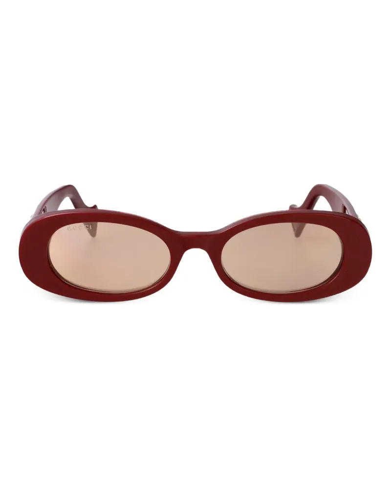 Gucci Sonnenbrille mit ovalem Gestell - Rot Rot