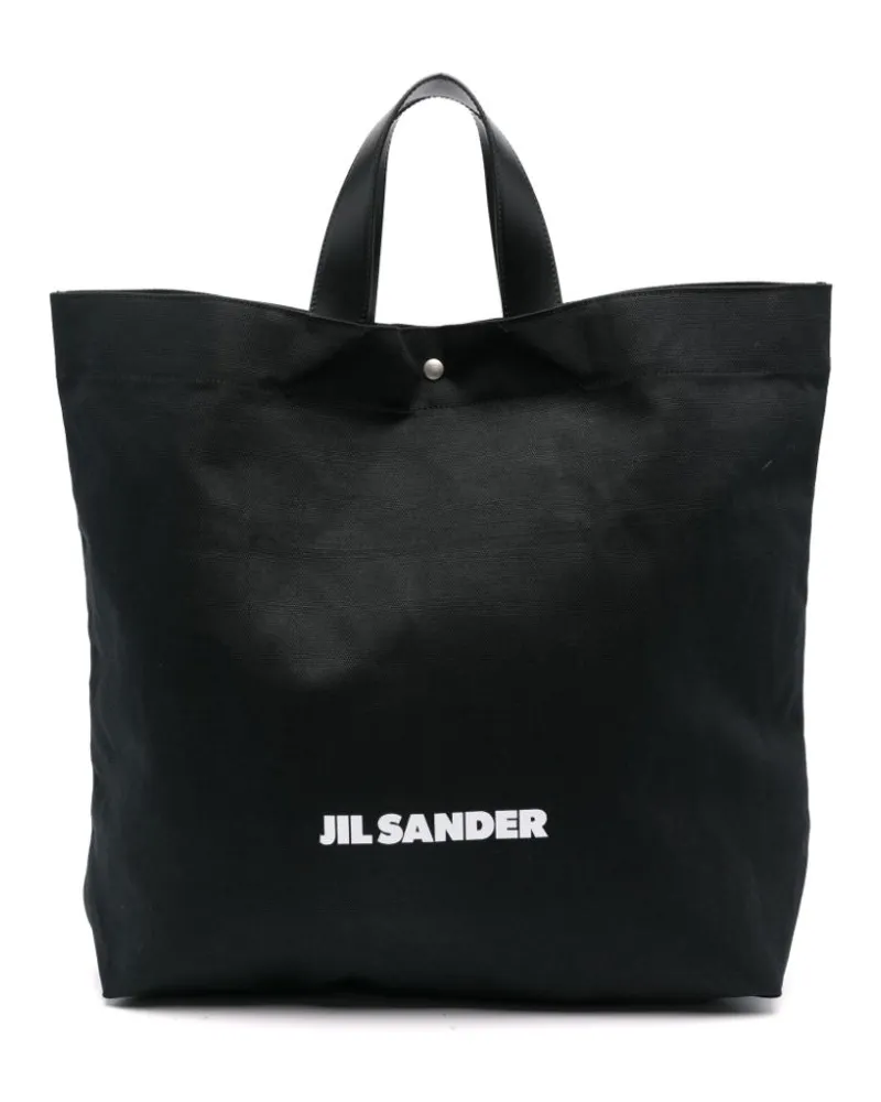 Jil Sander Shopper aus Canvas mit Logo-Print - Schwarz Schwarz