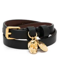 Alexander McQueen Doppeltes Armband mit Totenkopf Schwarz