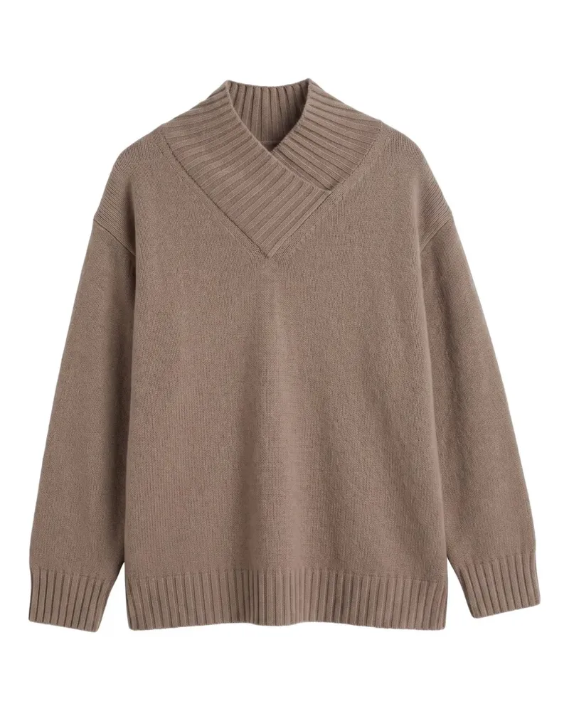 Chinti & Parker ribbed-knit crossover-neck sweater - Nude Nude