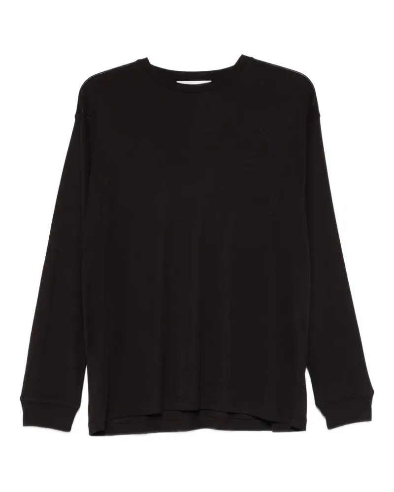 Studio Nicholson Simmons long-sleeved topstitch T-shirt - Schwarz Schwarz