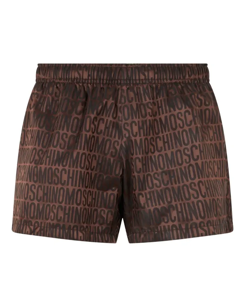 Moschino logo-print elasticated-waistband track shorts - Braun Braun