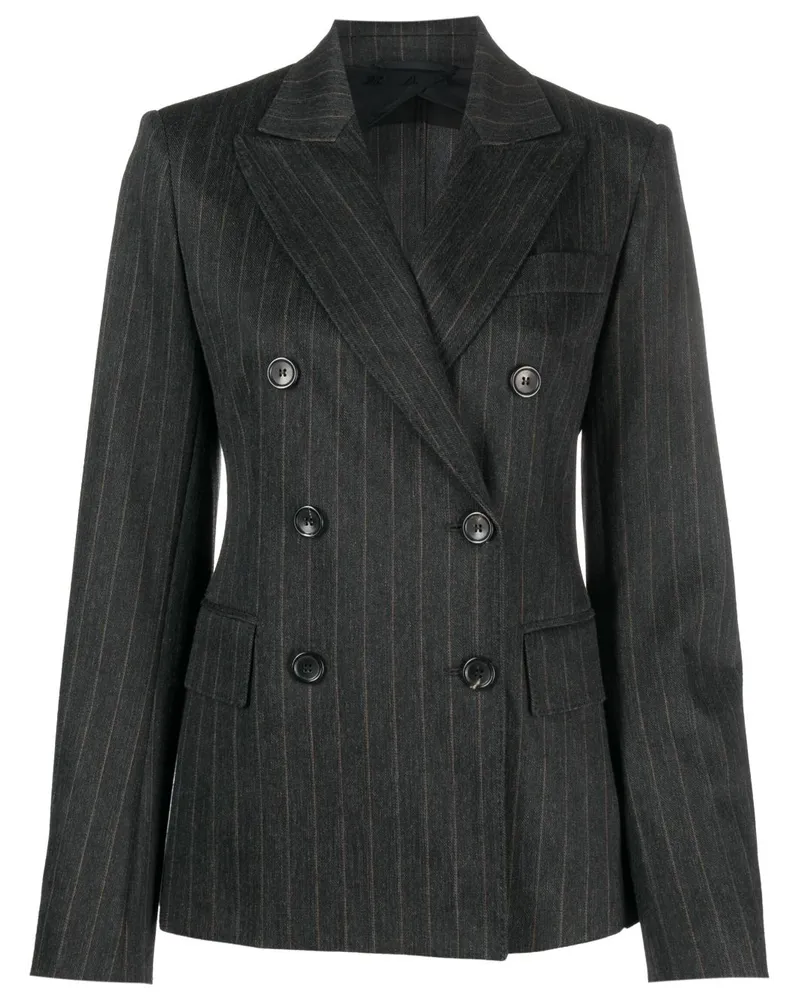 Max Mara Doppelreihiger Nadelstreifenblazer - Grau Grau