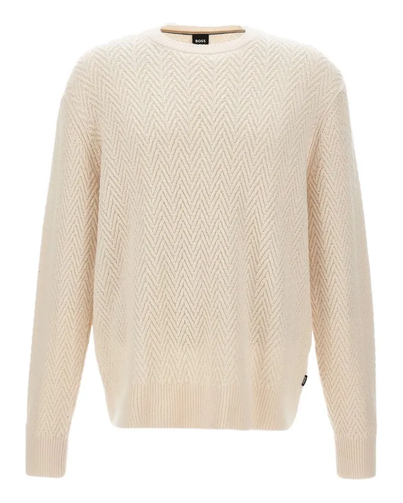 HUGO BOSS Pullover mit Fischgrätenmuster - Nude Nude