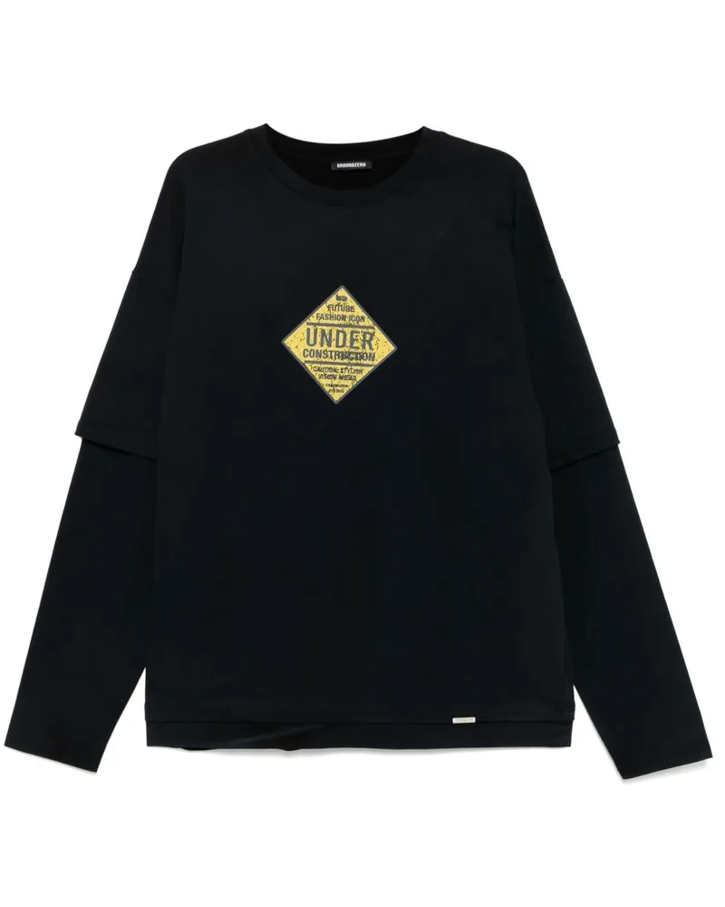 Ground Zero T-Shirt mit grafischem Print - Schwarz Schwarz