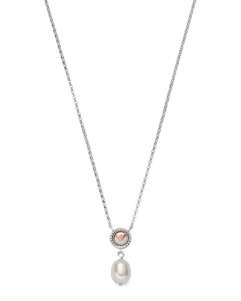 Emporio Armani Halskette mit Perlenanhänger - Silber Silber