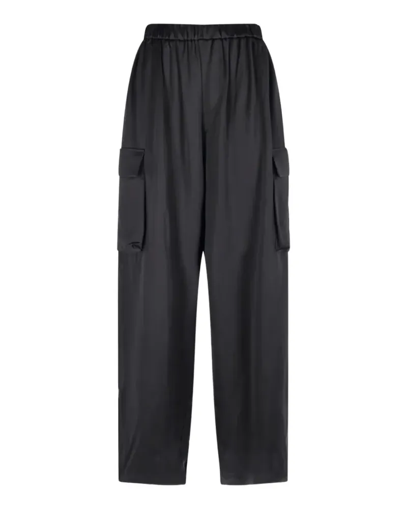 FRANKIE Shop Delny satin cargo pants - Schwarz Schwarz
