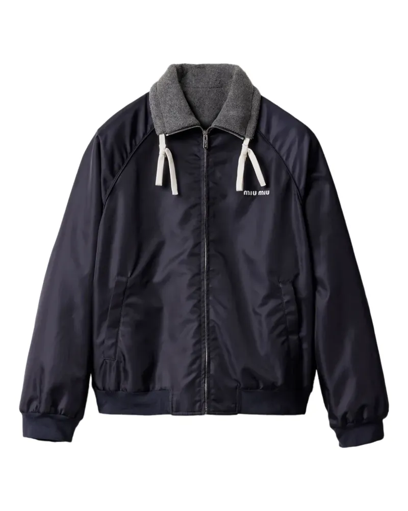Miu Miu Wendbare Bomberjacke mit Logo-Stickerei - Blau Blau