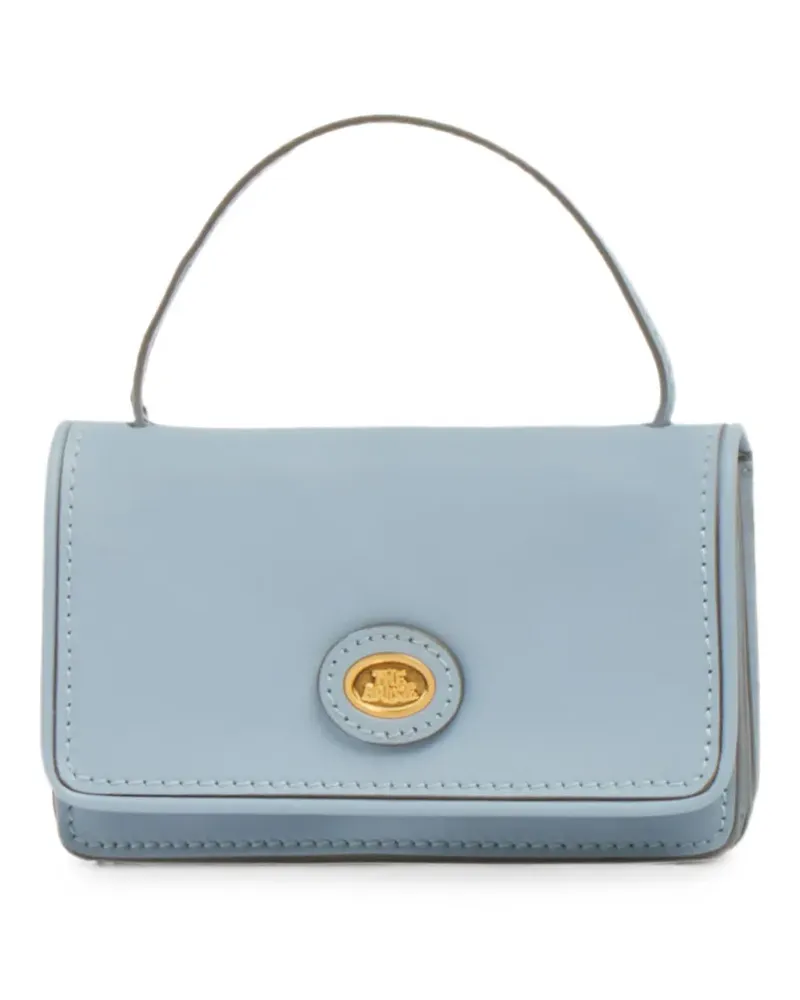 The Bridge logo-plaque leather mini bag - Blau Blau