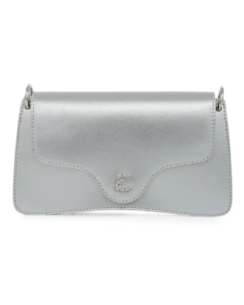 Coccinelle Schultertasche mit Logo-Schild - Silber Silber