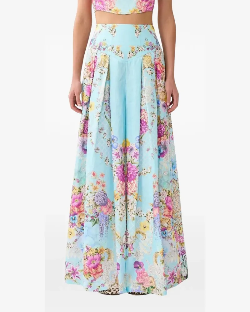 Camilla Corsage-Hose mit Blumenprint - Blau Blau