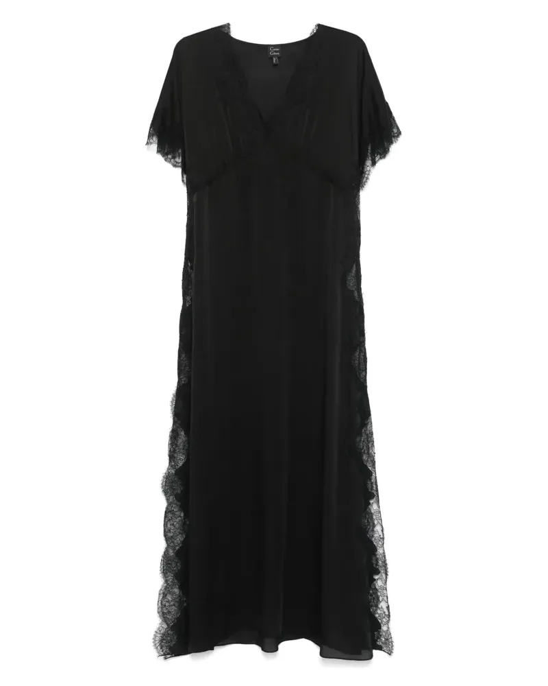 Carine Gilson Sonia Seidenkleid mit Spitzenbesatz - Schwarz Schwarz