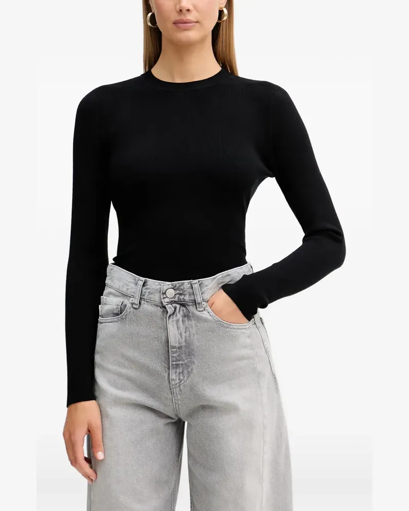 VICOLO tie-back ribbed long-sleeve top - Schwarz Schwarz