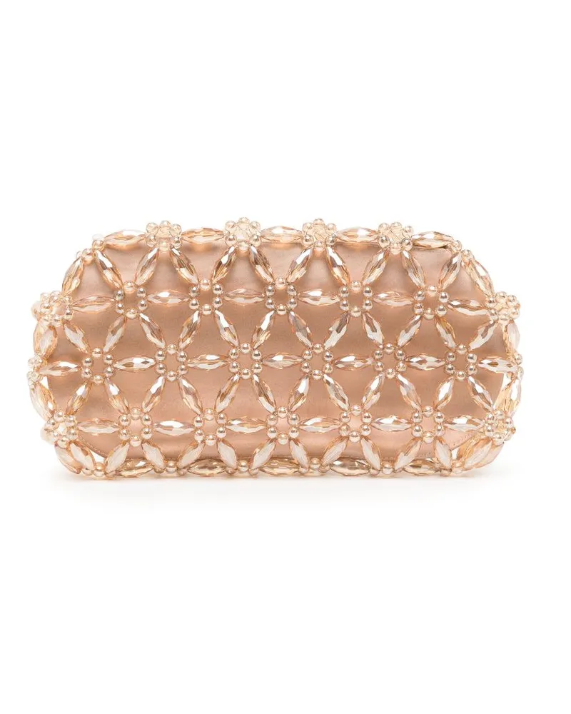 0711 Clutch mit Perlen - Gold Gold