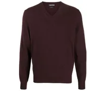 Kaschmirpullover mit V-Ausschnitt - Rot