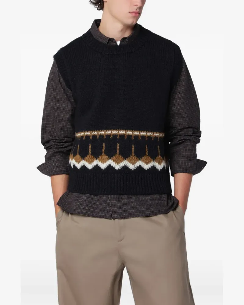 YMC Coda patterned-intarsia vest - Blau Blau