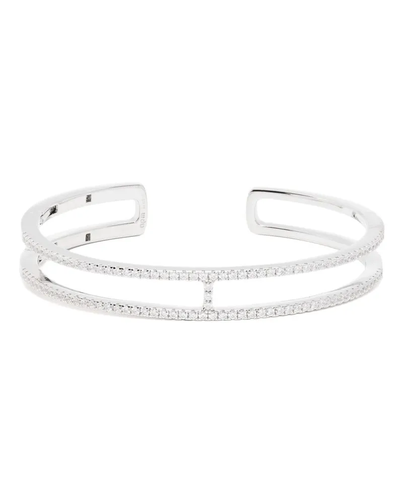 APM Monaco Double Line Armspange mit Pavé - Silber Silber
