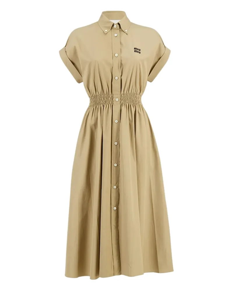 Miu Miu Kleid mit gesmokter Taille - Braun Braun