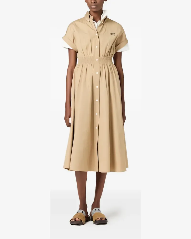 Miu Miu Kleid mit gesmokter Taille - Braun Braun