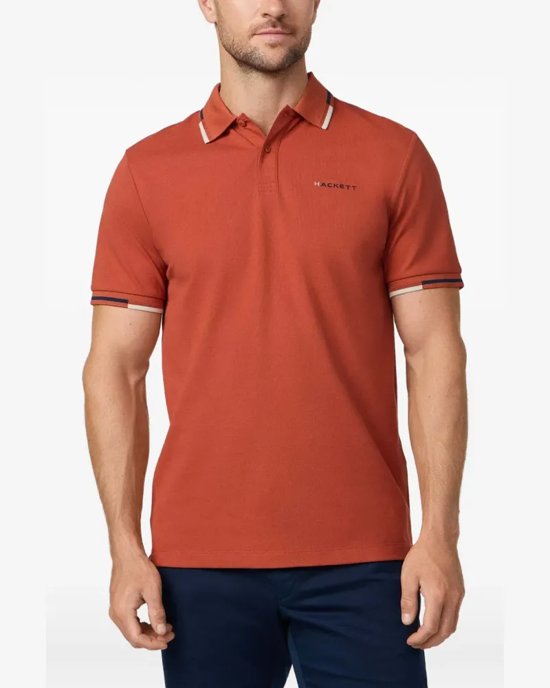 Hackett Jacquard-Poloshirt mit Streifen - Orange Orange