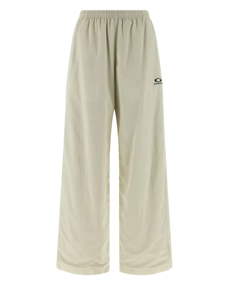 Balenciaga wrinkled-effect logo-embroidery trousers - Nude Nude