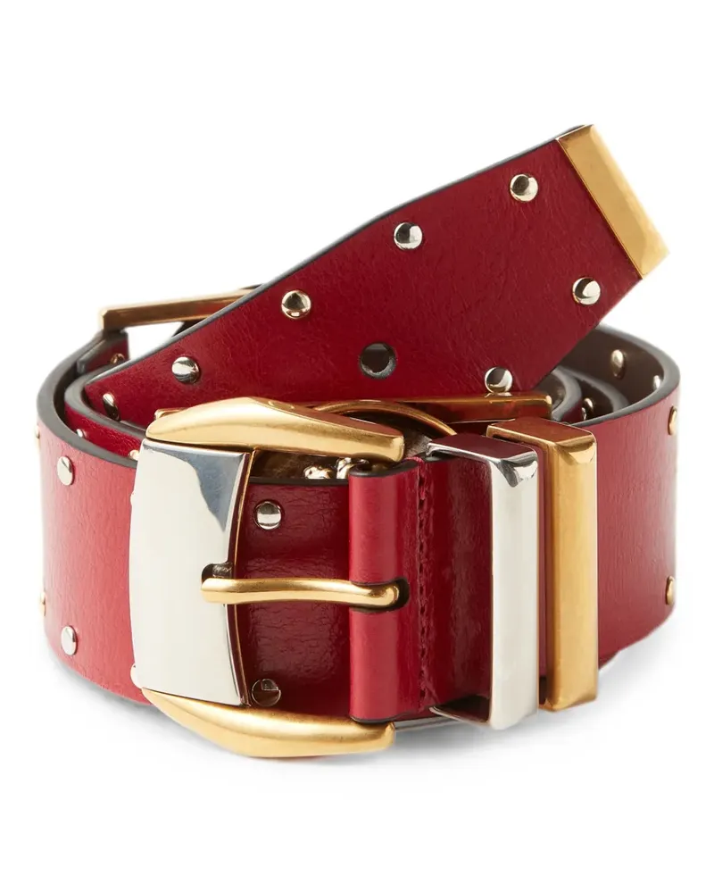 Versace Ledergürtel mit Nieten 4 cm - Rot Rot