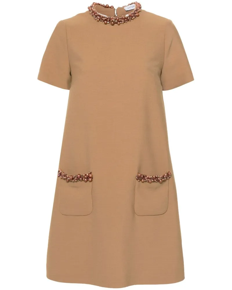 Viktor & Rolf Kleid mit Perlen - Braun Braun