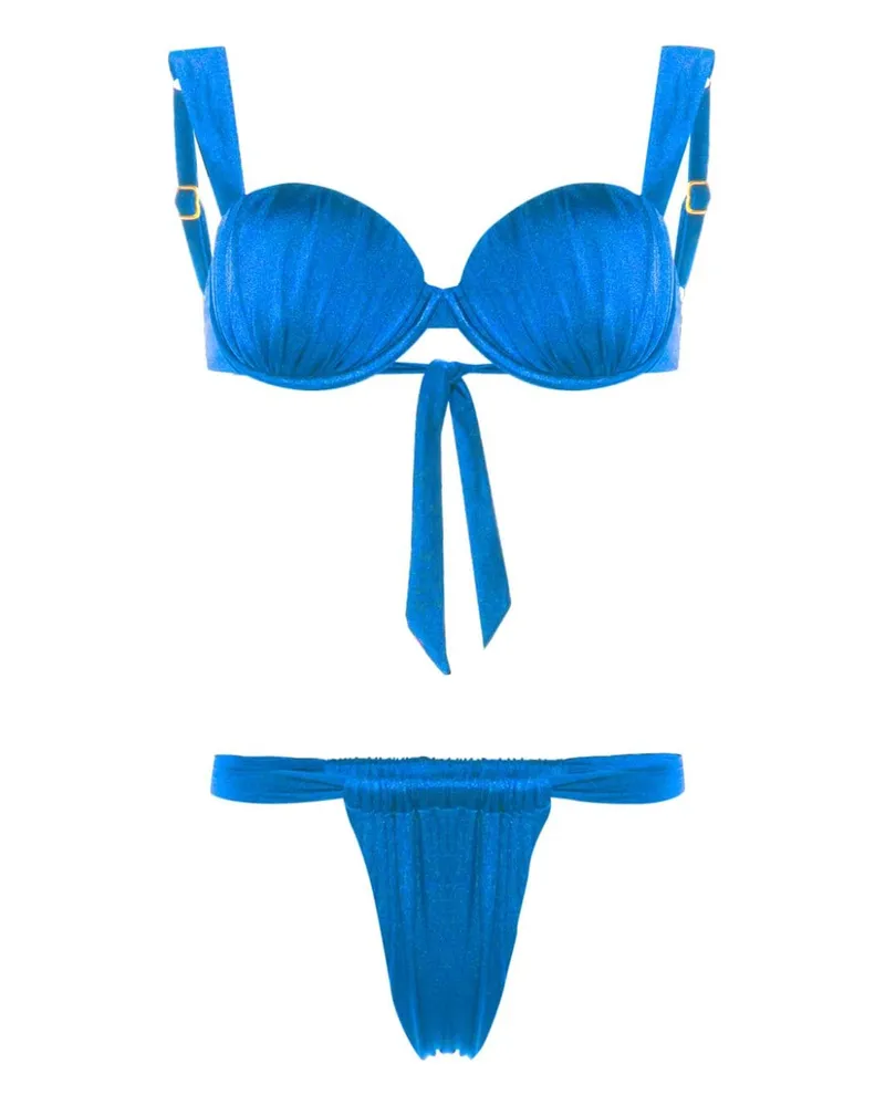 Noire Swimwear Geraffter Balconette-Bikini - Blau Blau