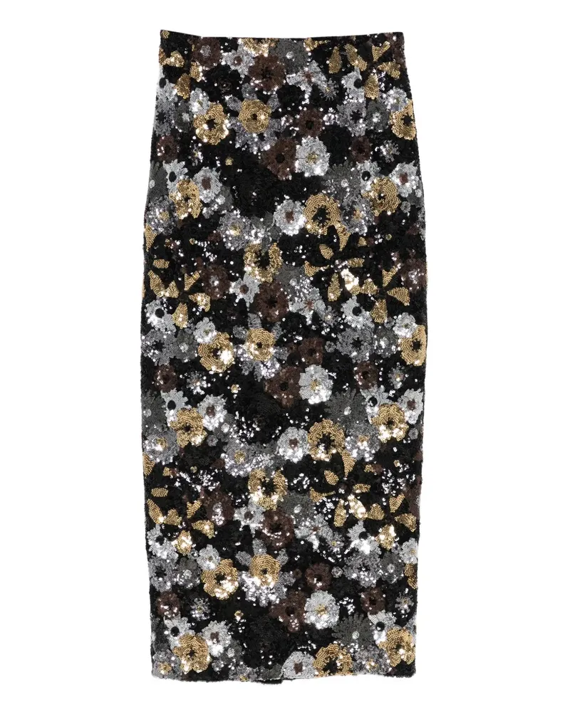 Max Mara floral-embellished midi skirt - Schwarz Schwarz
