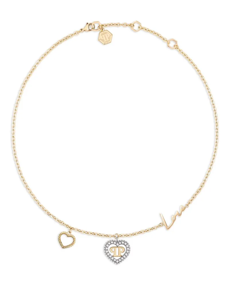 Philipp Plein Rocked Hearts Halskette - Gold Gold