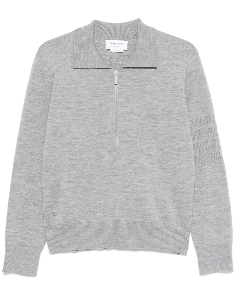 Thom Browne 4-Bar Poloshirt mit Reißverschluss - Grau Grau
