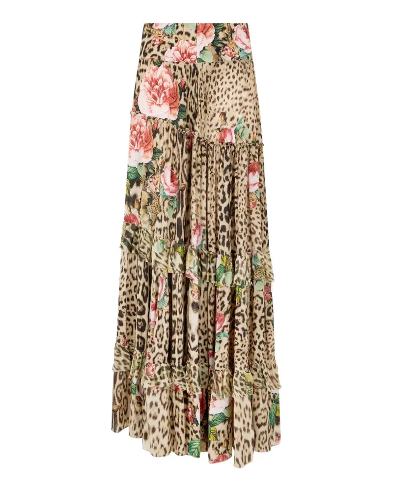 Roberto Cavalli Maxirock mit Leopardenprint - Nude Nude
