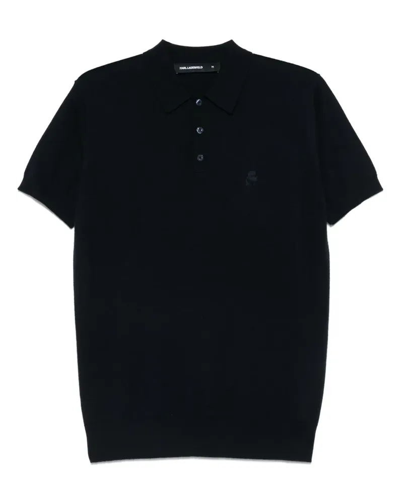 Karl Lagerfeld Poloshirt aus Merinowolle - Blau Blau
