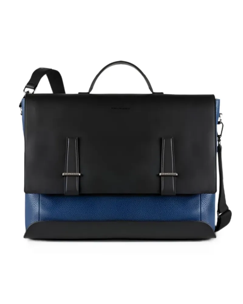 Piquadro leather flap-top briefcase - Schwarz Schwarz