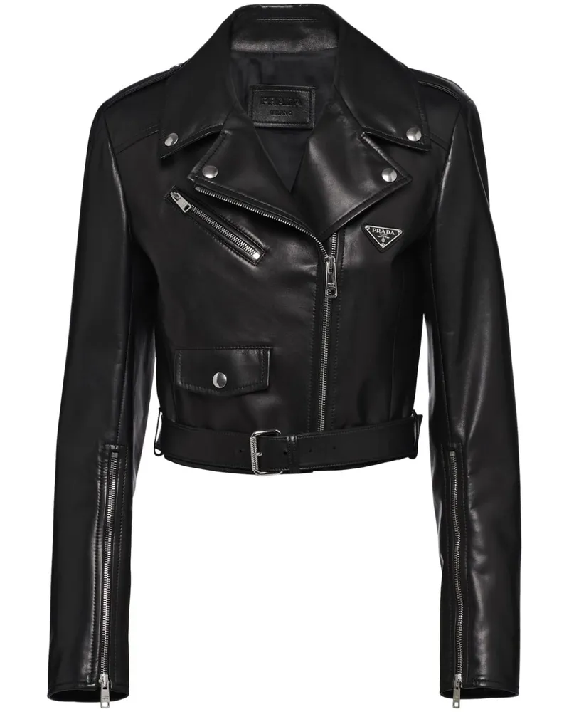 Prada Bikerjacke aus Leder - Schwarz Schwarz