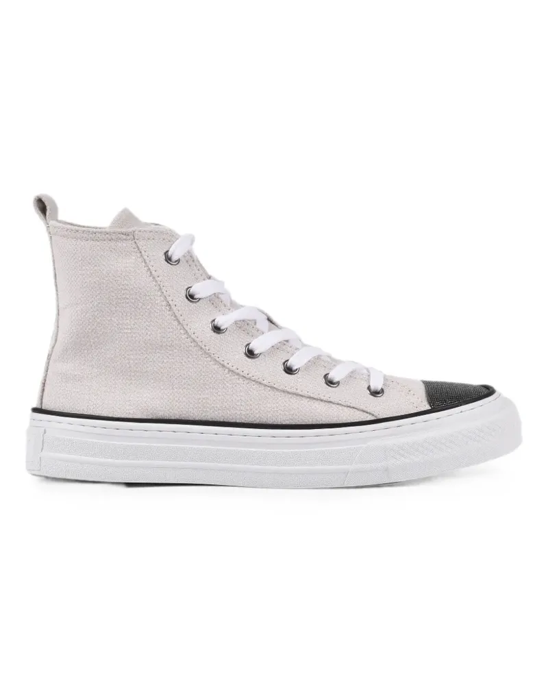 Brunello Cucinelli bead-embellished lace-up high-top sneakers - Silber Silber