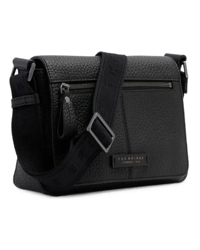 The Bridge grained leather messenger bag - Schwarz Schwarz