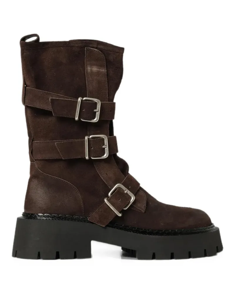 Vic Matié buckle-strap suede boots - Braun Braun