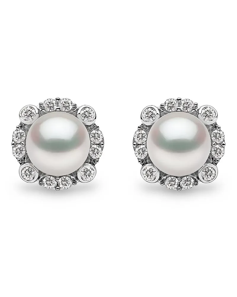 YOKO London 18kt Trend Weißgoldohrstecker mit Süßwasserperle und Diamanten - Silber Silber