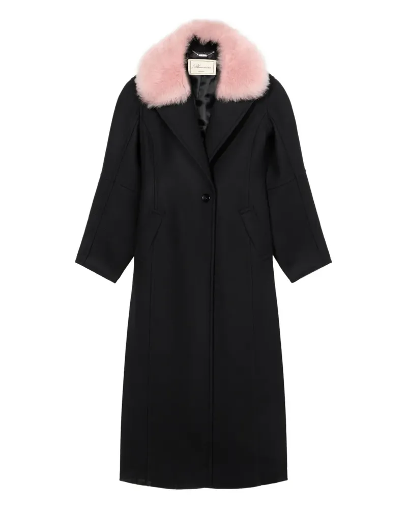 Blumarine Doppelreihiger Mantel aus Faux Fur - Schwarz Schwarz