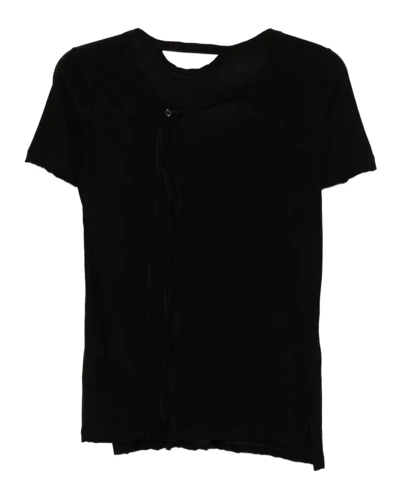 Yohji Yamamoto T-Shirt mit Bindeband - Schwarz Schwarz