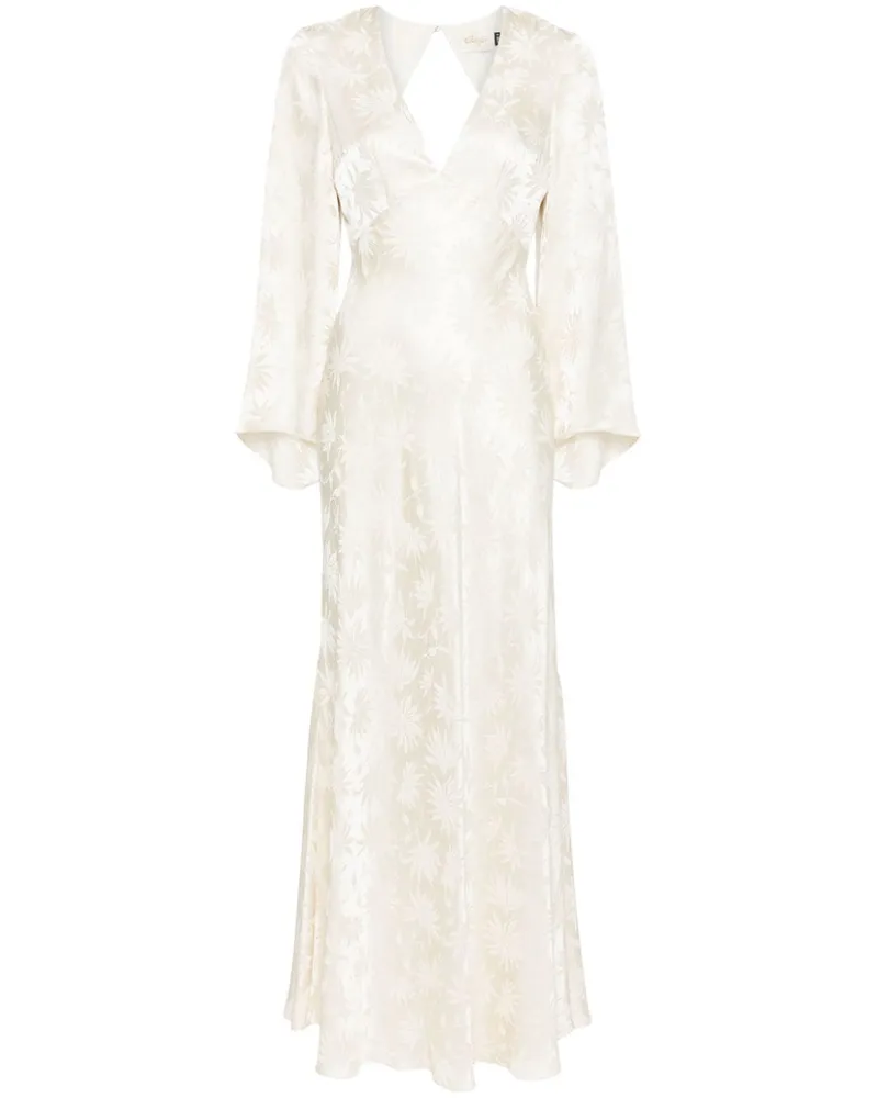 RIXO Rosabella Seidenrobe aus Blumenjacquard - Nude Nude