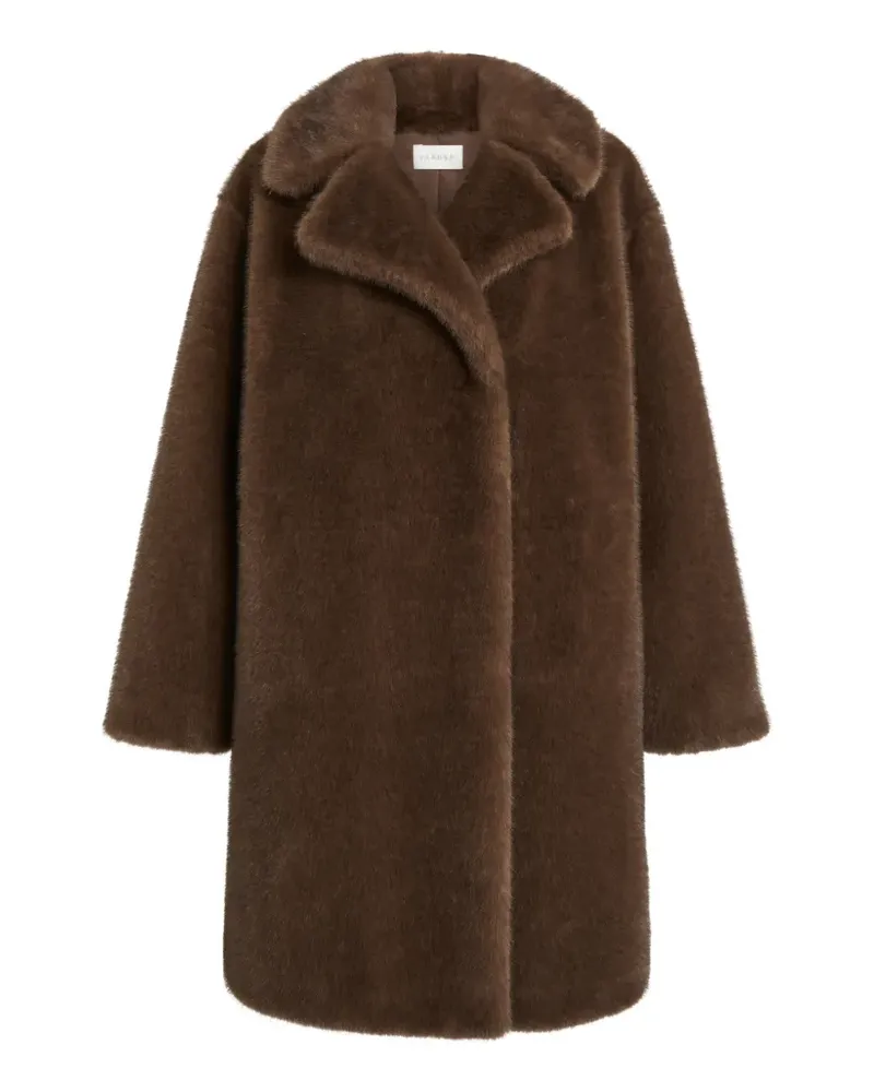 P.A.R.O.S.H. P.A.R.O H. Doppelreihiger Mantel aus Faux Fur mit fallendem Revers - Braun Braun