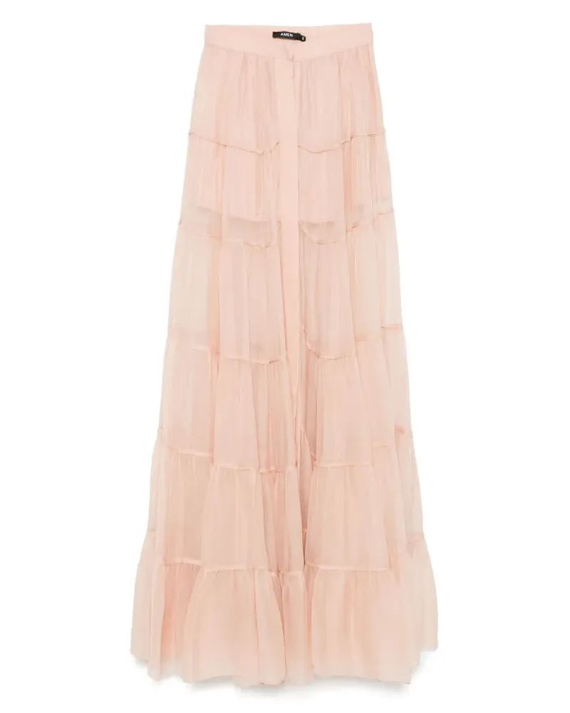 Amen Maxirock aus Seidenchiffon - Rosa Rosa